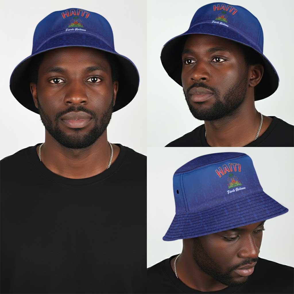 Afro-Haitians World Football 2026 Bucket Hat Haiti est de Retour Blue Voodoo Veve Spirits - African Pride