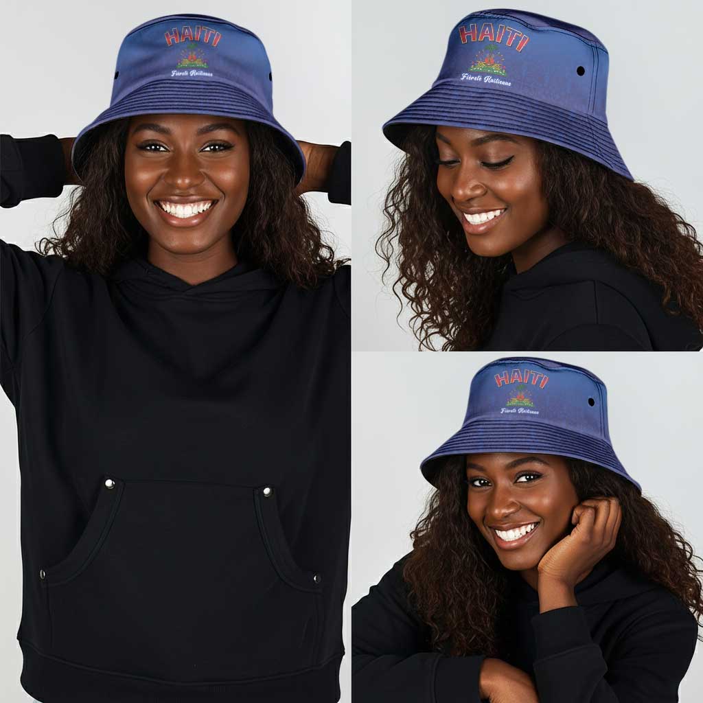 Afro-Haitians World Football 2026 Bucket Hat Haiti est de Retour Blue Voodoo Veve Spirits - African Pride