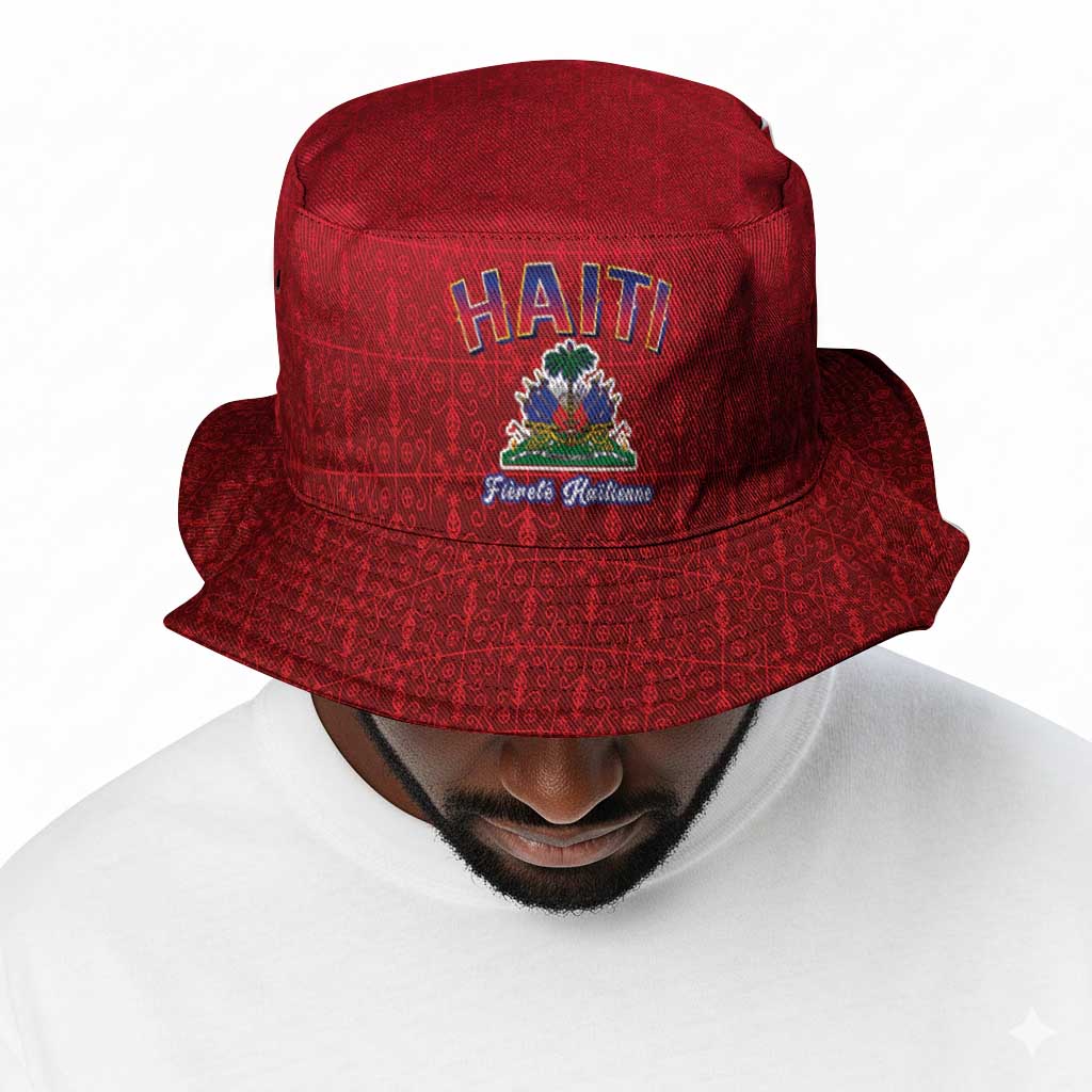 Afro-Haitians World Football 2026 Bucket Hat Haiti est de Retour Red Voodoo Veve Spirits - African Pride