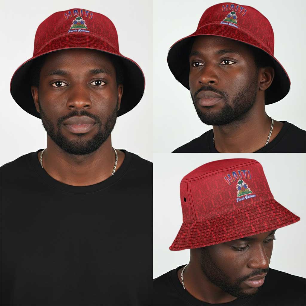 Afro-Haitians World Football 2026 Bucket Hat Haiti est de Retour Red Voodoo Veve Spirits - African Pride