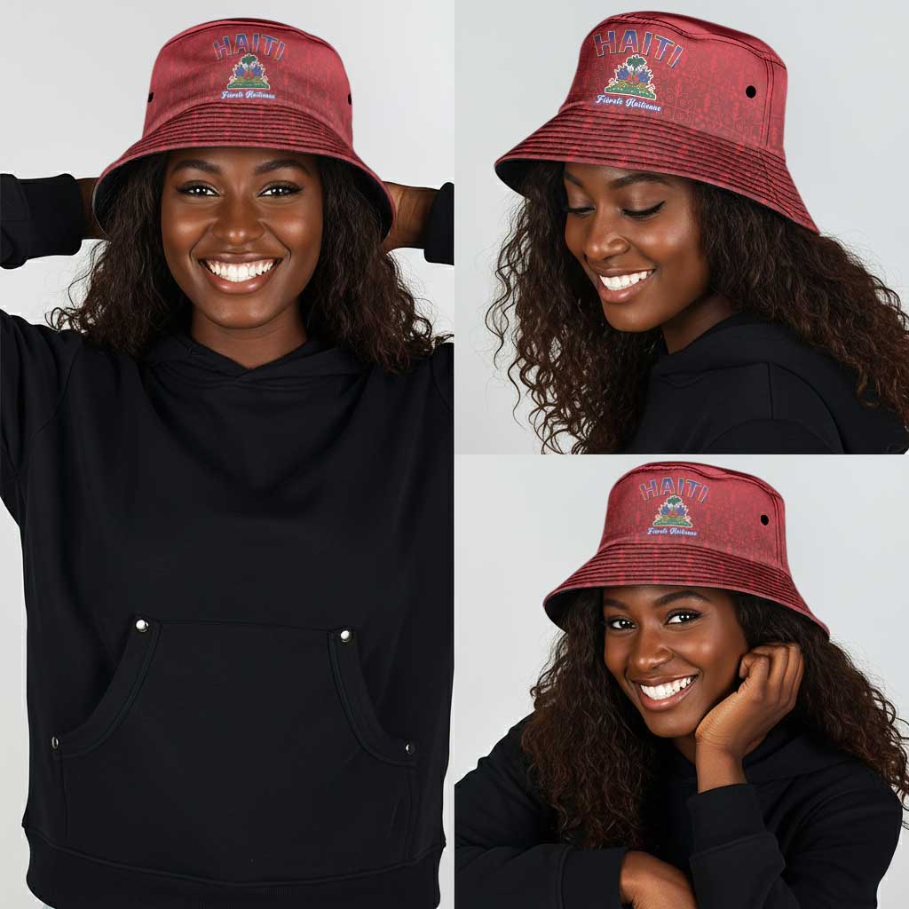 Afro-Haitians World Football 2026 Bucket Hat Haiti est de Retour Red Voodoo Veve Spirits - African Pride