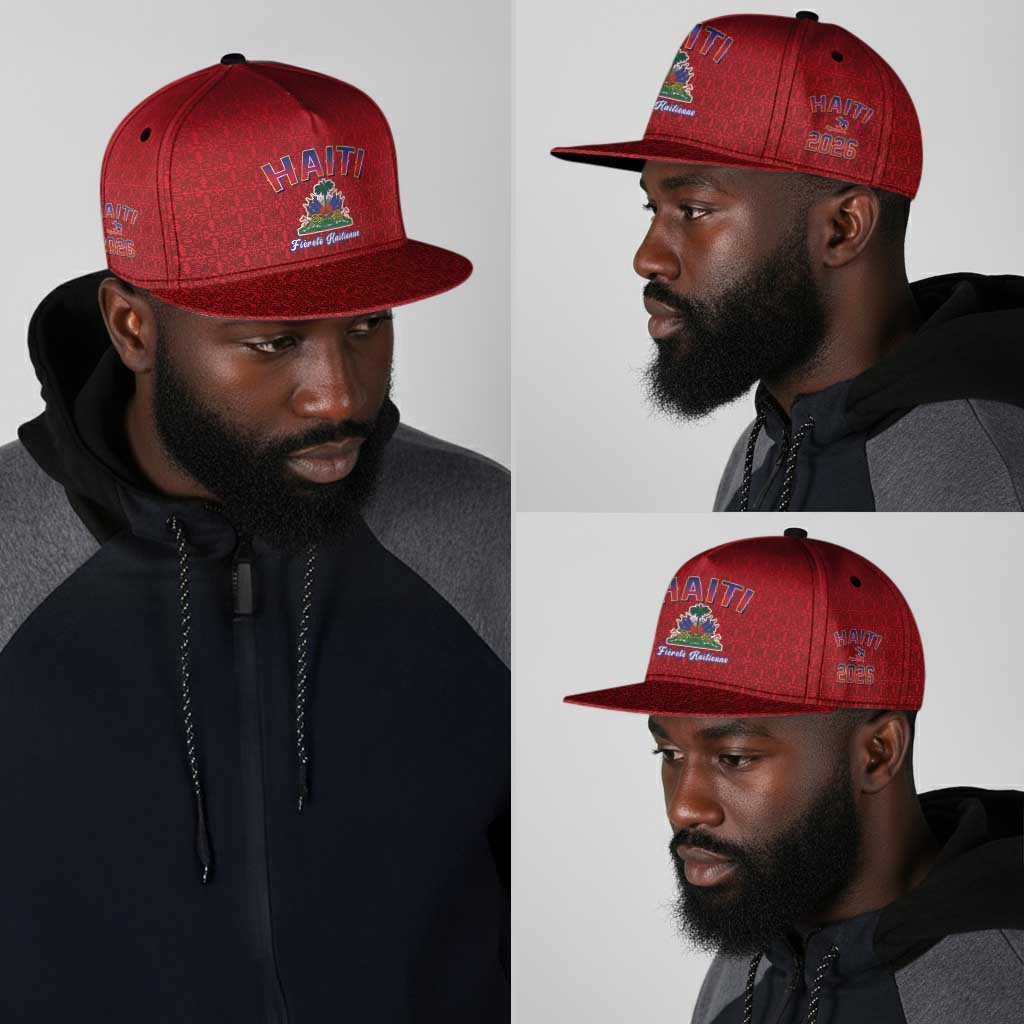 Afro-Haitians World Football 2026 Snapback Cap Haiti est de Retour Red Voodoo Veve Spirits - African Pride