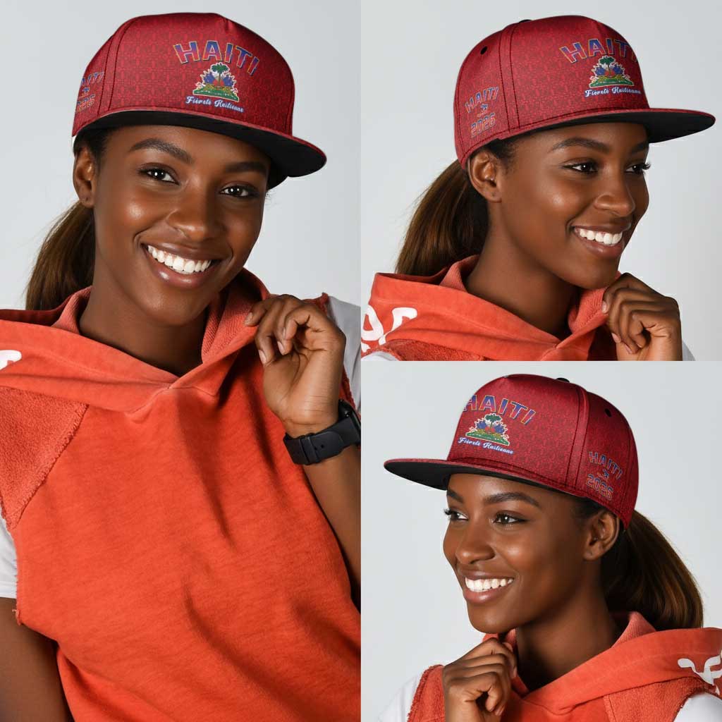 Afro-Haitians World Football 2026 Snapback Cap Haiti est de Retour Red Voodoo Veve Spirits - African Pride