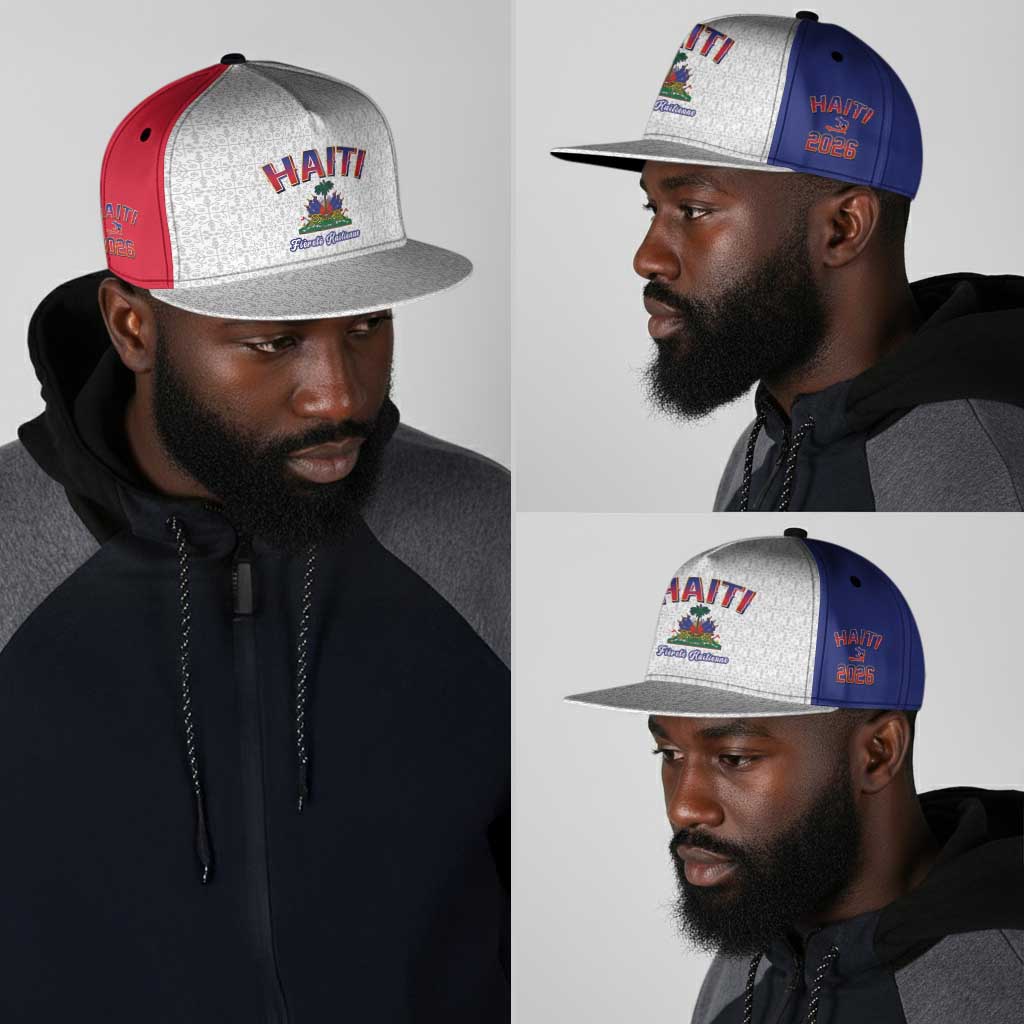 Afro-Haitians World Football 2026 Snapback Cap Haiti est de Retour White Voodoo Veve Spirits - African Pride