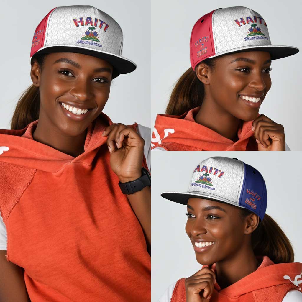 Afro-Haitians World Football 2026 Snapback Cap Haiti est de Retour White Voodoo Veve Spirits - African Pride