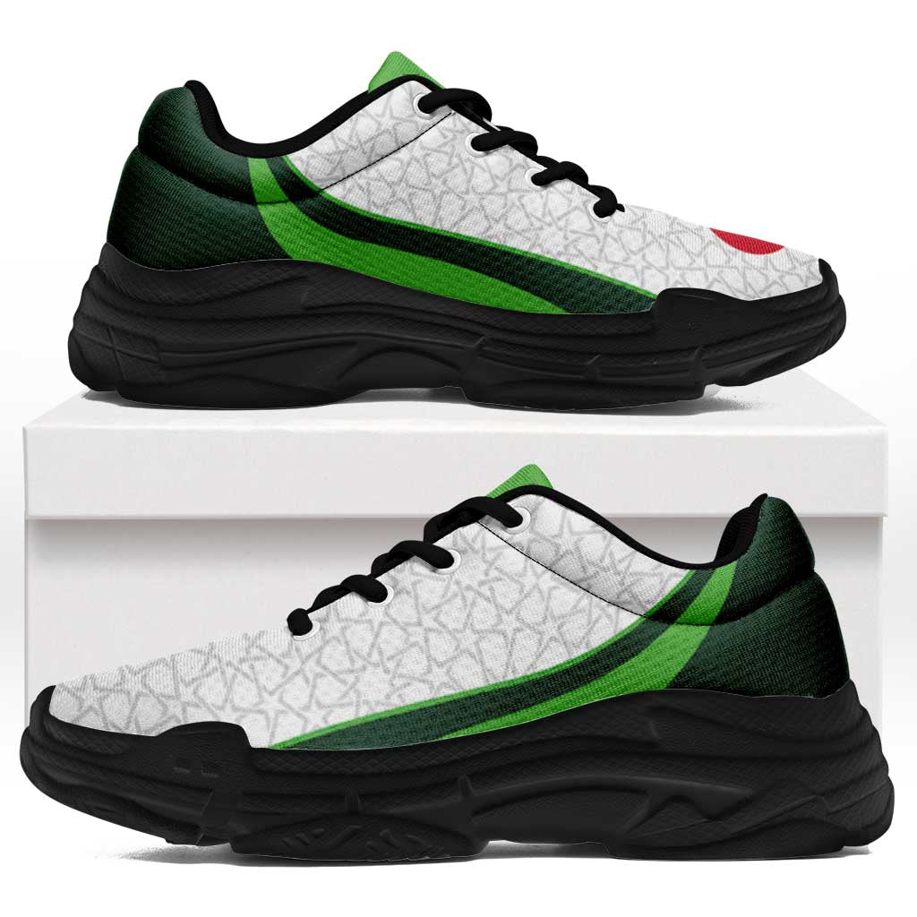 Algeria 2026 Football Chunky Sneakers Go Greens Islamic Pattern Curve Stylized - African Pride