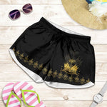 Ayiti 222nd Independence Day Anniversary Shorts for Women Haiti Gold VeVe Pattern - African Pride