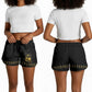 Ayiti 222nd Independence Day Anniversary Shorts for Women Haiti Gold VeVe Pattern - African Pride