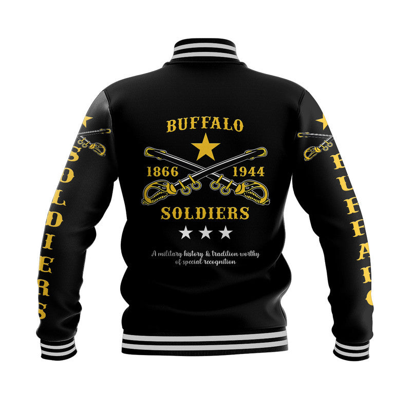 Personalized Buffalo Soldiers Baseball Jacket African American Military Simple Style - Black  - African Pride