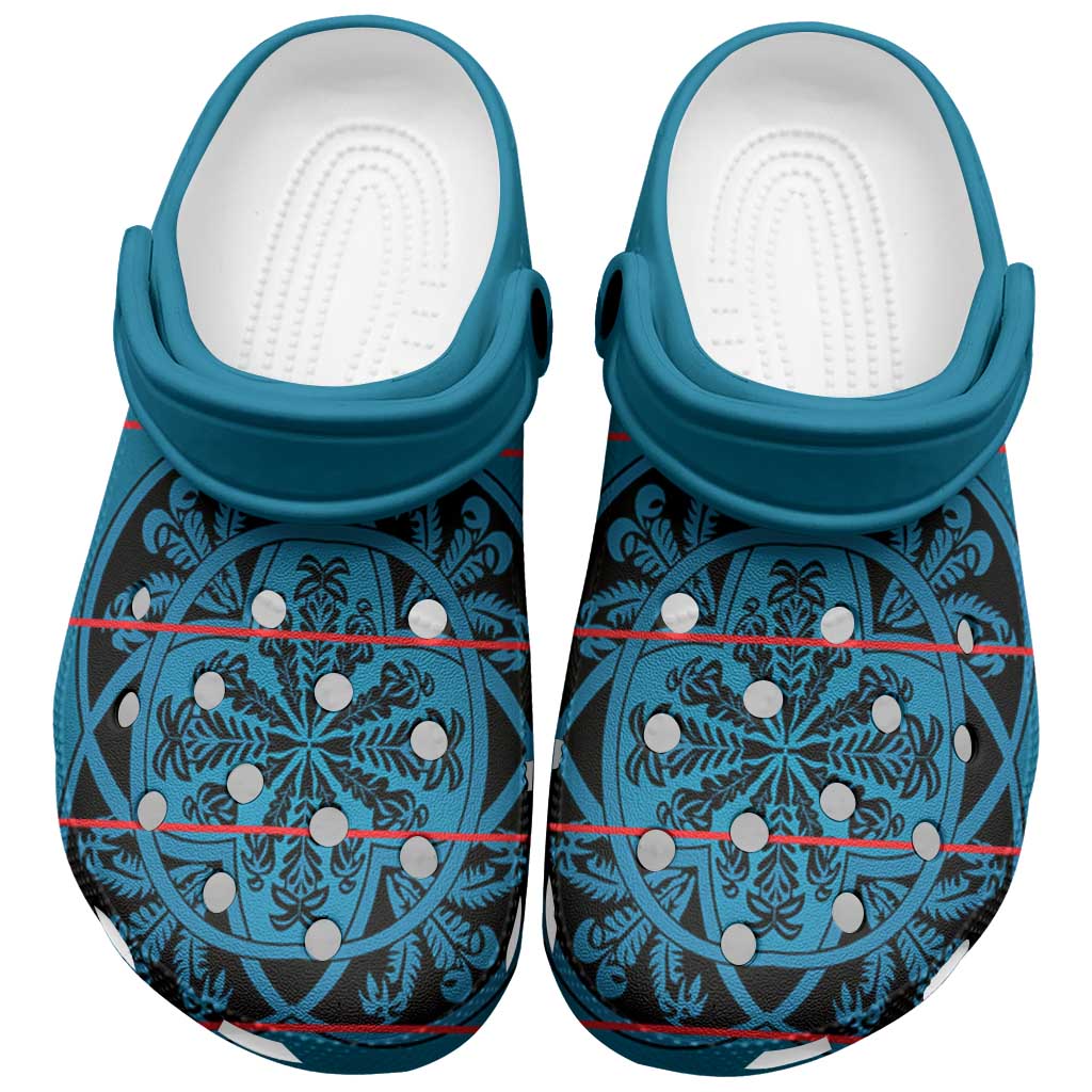 Basotho Blanket Clogs Shoes Lesotho Kharetsa Seanamarena Heritage - Blue - African Pride