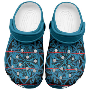 Basotho Blanket Clogs Shoes Lesotho Kharetsa Seanamarena Heritage - Blue - African Pride