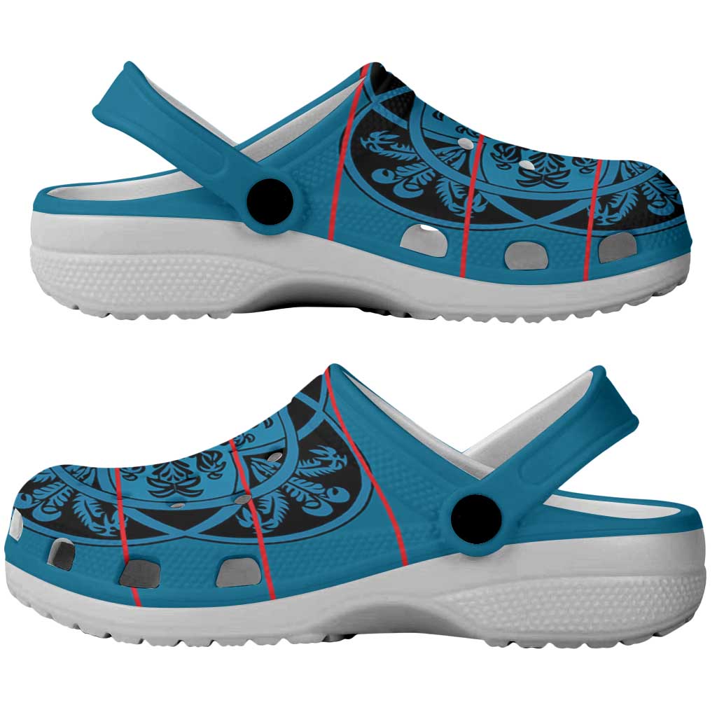 Basotho Blanket Clogs Shoes Lesotho Kharetsa Seanamarena Heritage - Blue - African Pride