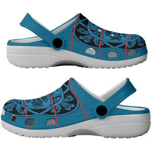 Basotho Blanket Clogs Shoes Lesotho Kharetsa Seanamarena Heritage - Blue - African Pride