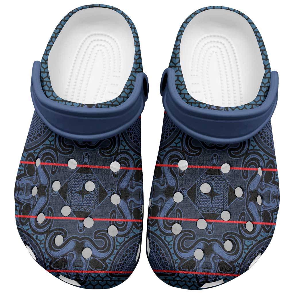 Basotho Blanket Clogs Shoes Lesotho Motlatsi Seanamarena Heritage - Blue - African Pride