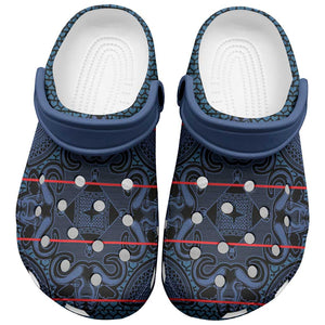Basotho Blanket Clogs Shoes Lesotho Motlatsi Seanamarena Heritage - Blue - African Pride