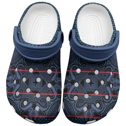 Basotho Blanket Clogs Shoes Lesotho Motlatsi Seanamarena Heritage - Blue - African Pride