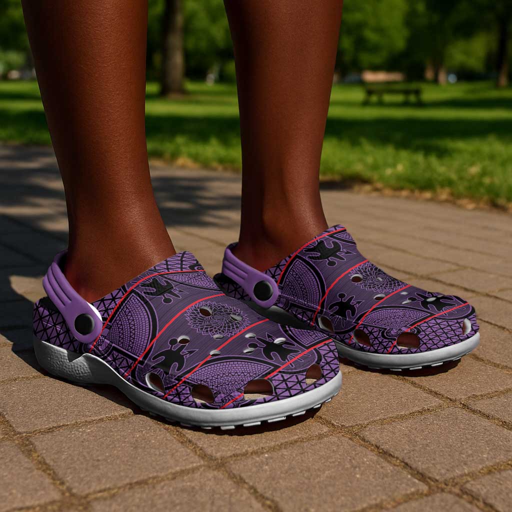 Basotho Blanket Clogs Shoes Lesotho Seanamarena Heritage - Violet - African Pride