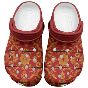 Basotho Blanket Clogs Shoes Lesotho Seanamarena Kharetsa Royal Red - African Pride
