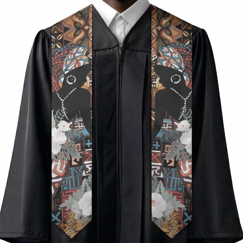 Beautiful Black Woman Graduation Stole African Tribal Pattern