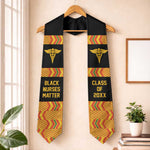 Black Nurses Matter Custom Year of Class Kente Pattern Graduation Stole