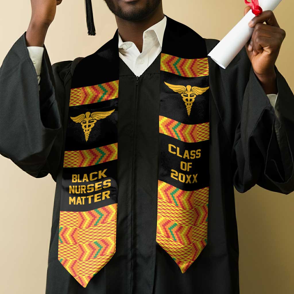 Black Nurses Matter Custom Year of Class Kente Pattern Graduation Stole