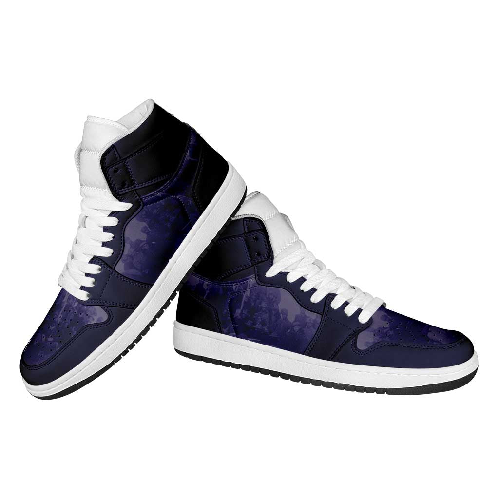 Buffalo Soldier High Sneakers AJ1 African American Heroes - Navy Blue - African Pride