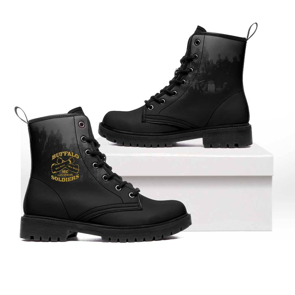 Buffalo Soldier Leather Boots African American Heroes - Black - African Pride