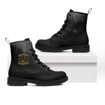 Buffalo Soldier Leather Boots African American Heroes - Black - African Pride
