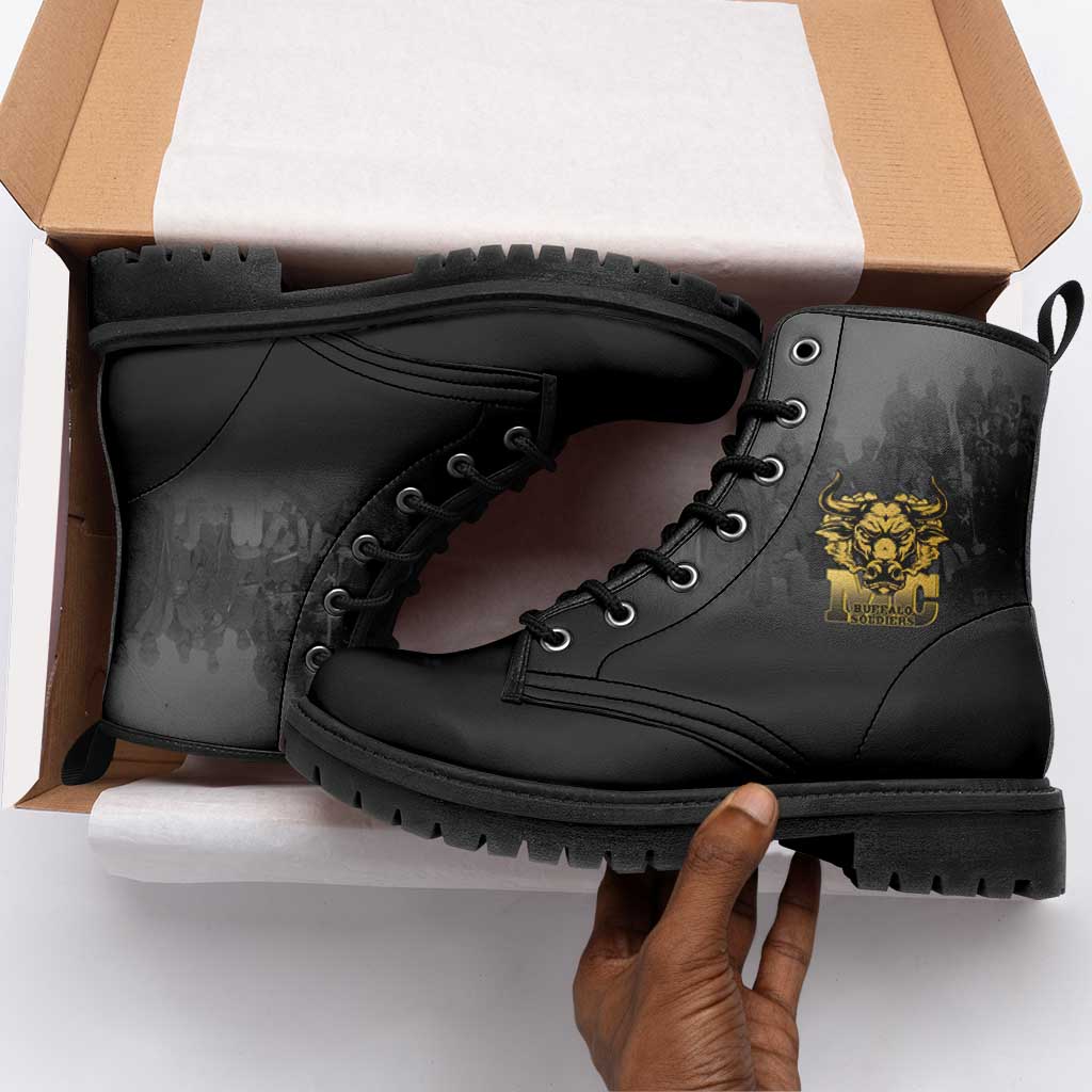 Buffalo Soldier Leather Boots African American Heroes - Black - African Pride