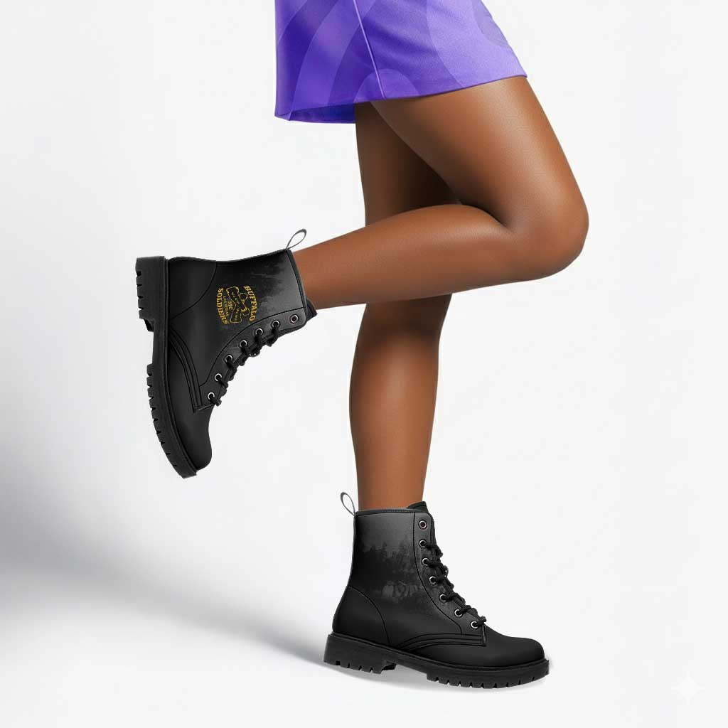 Buffalo Soldier Leather Boots African American Heroes - Black - African Pride