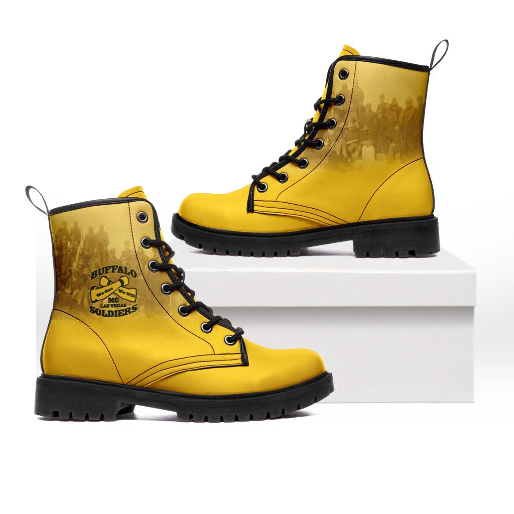 Buffalo Soldier Leather Boots African American Heroes - Yellow - African Pride