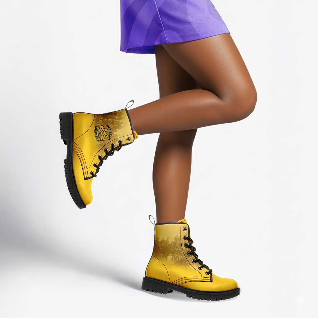 Buffalo Soldier Leather Boots African American Heroes - Yellow - African Pride