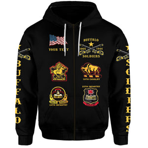 Custom Buffalo Soldiers Hoodie African American Military Original Style Black  - African Pride