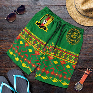 Cameroon Football Shorts for Men Tribal Motifs Green Color - African Pride