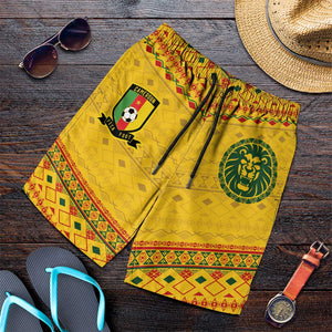 Cameroon Football Shorts for Men Tribal Motifs Yellow Color - African Pride