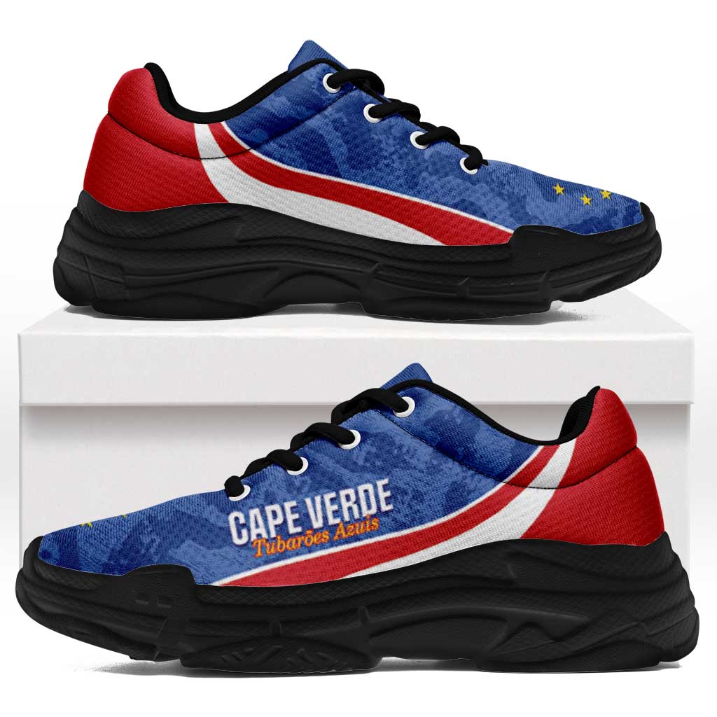 Cape Verde 2026 Football Chunky Sneakers Tubaroes Azuis Grunge Curve Stylized - African Pride