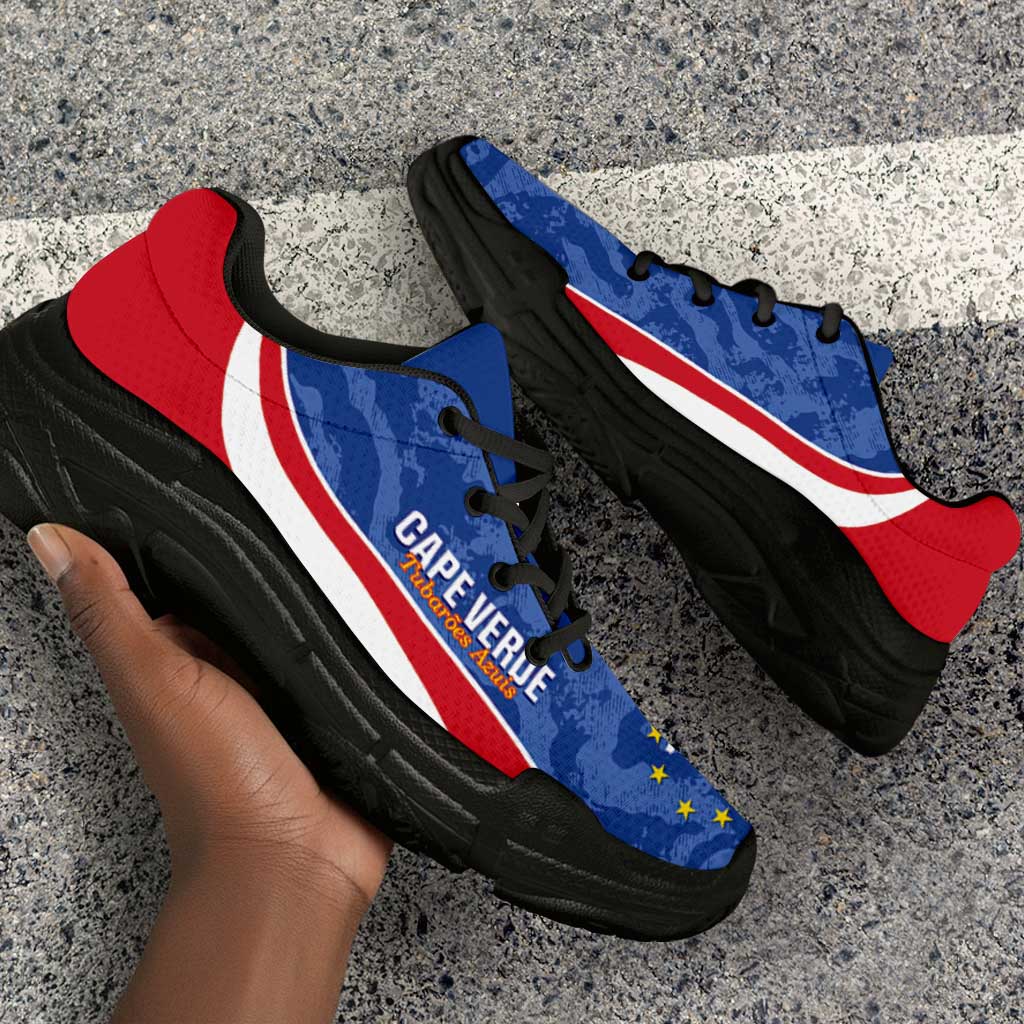 Cape Verde 2026 Football Chunky Sneakers Tubaroes Azuis Grunge Curve Stylized - African Pride
