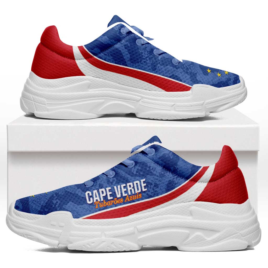 Cape Verde 2026 Football Chunky Sneakers Tubaroes Azuis Grunge Curve Stylized - African Pride