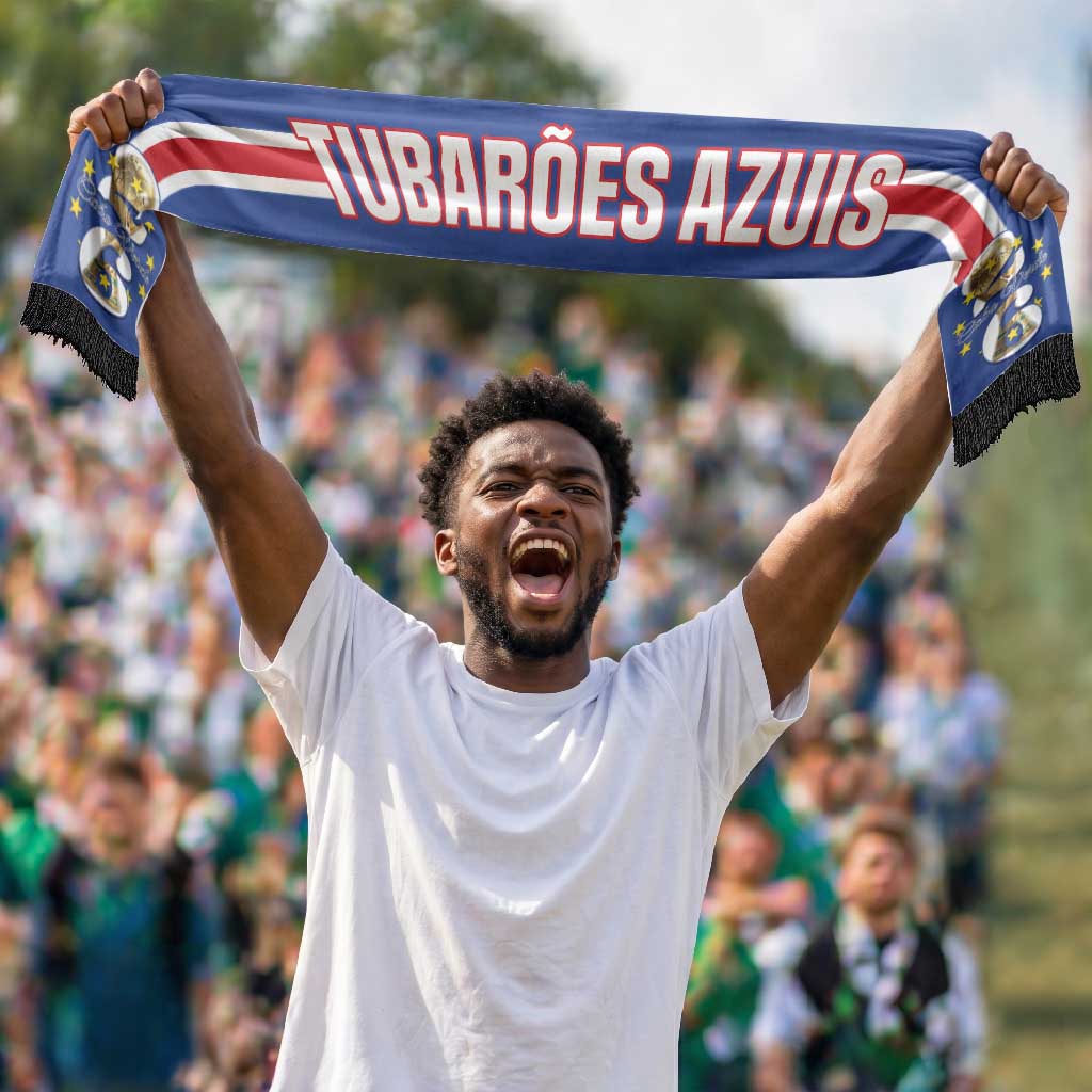 Cape Verde 2026 Football Soccer Scarf Come On Tubaroes Azuis