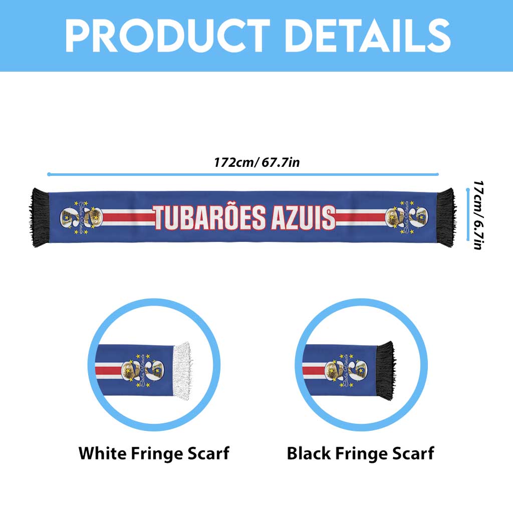 Cape Verde 2026 Football Soccer Scarf Come On Tubaroes Azuis