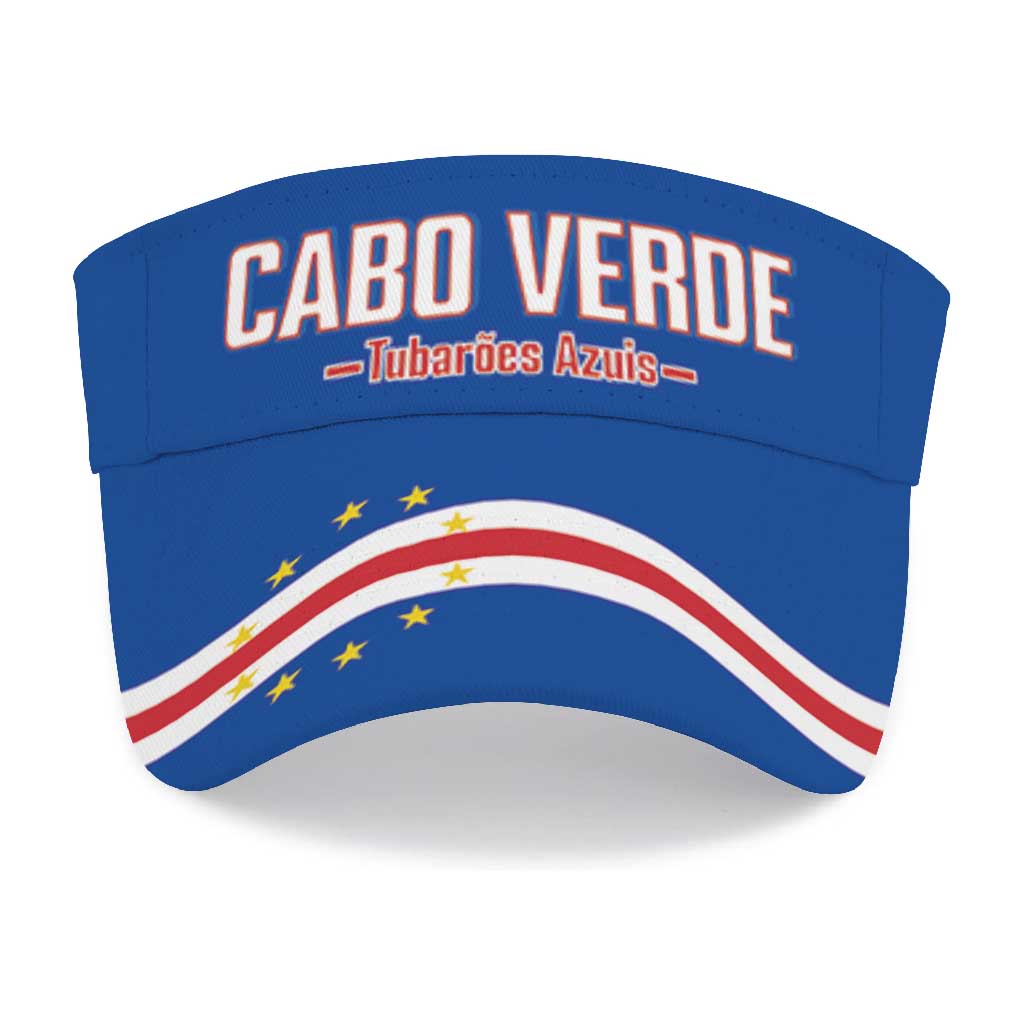 Cape Verde 2026 Football Sun Visor Cap Come On Tubaroes Azuis