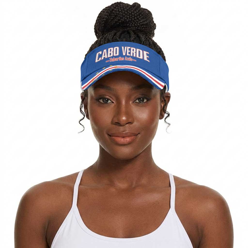 Cape Verde 2026 Football Sun Visor Cap Come On Tubaroes Azuis