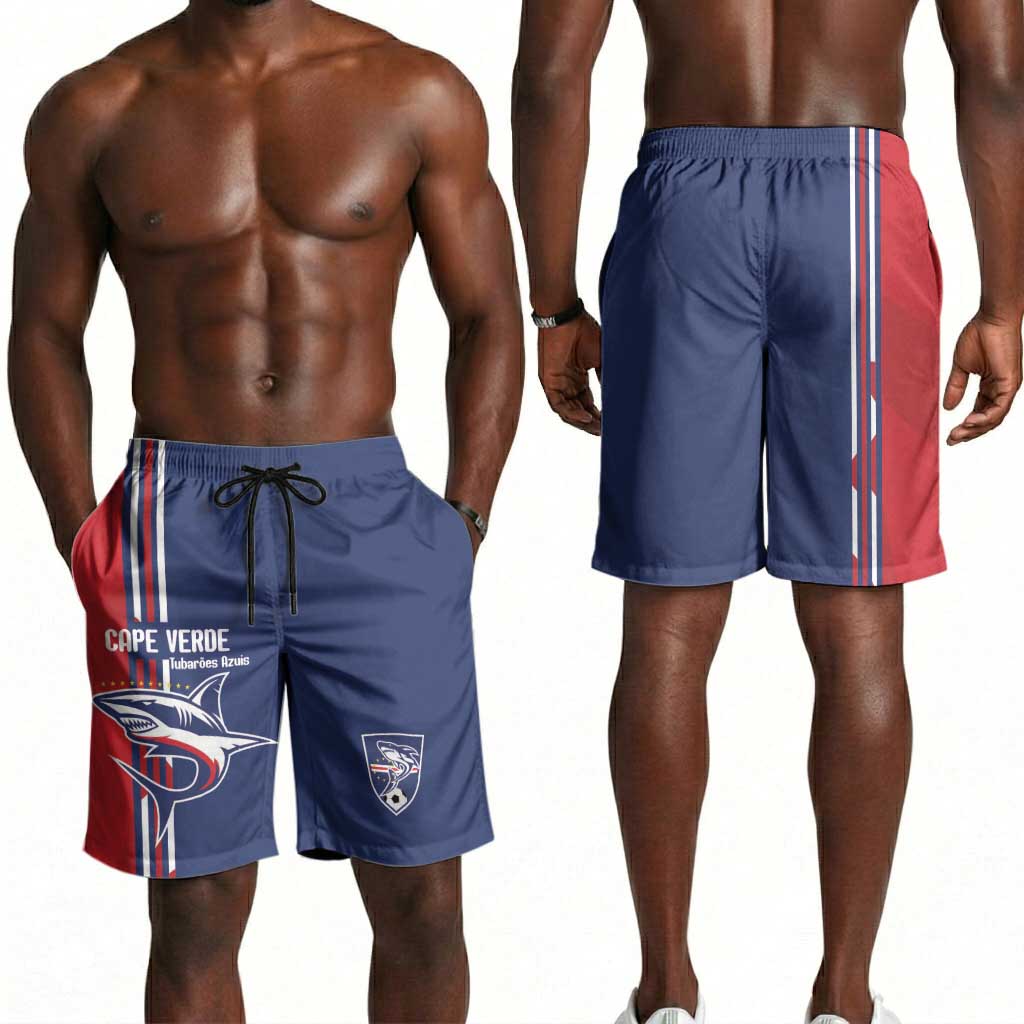 Cape Verde Football Pride Shorts for Men Tubaroes Azuis Champion - African Pride