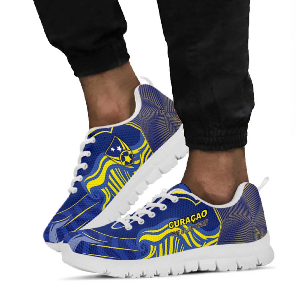 Curacao Football Sneakers Blue Wave Geometric Caribbean Sports Motif