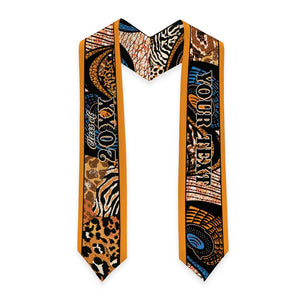 Custom African Ankara Motifs Mixed Animal Skins Graduation Stole