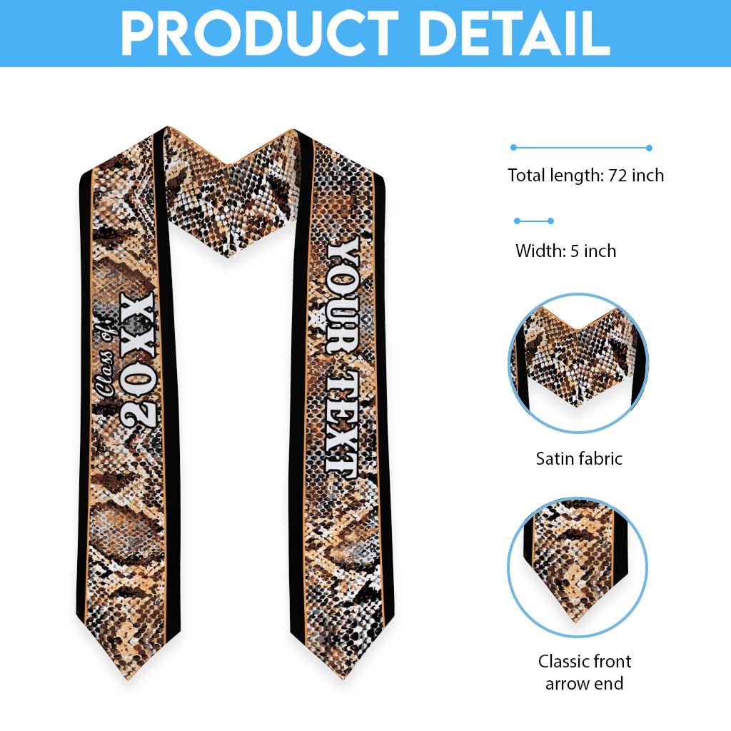 Custom African Wild Animal Skins Graduation Stole Vintage Snake Skin Pattern