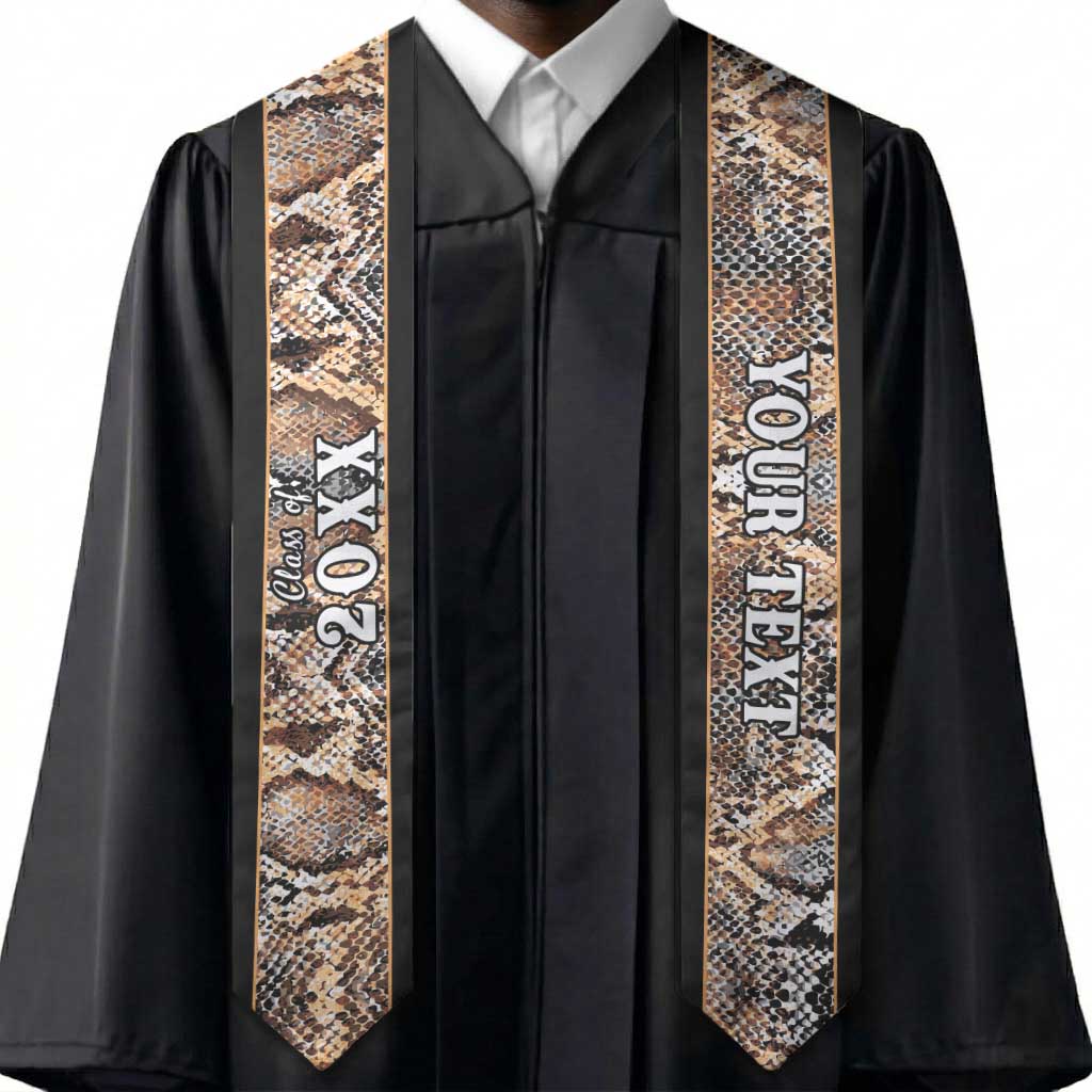 Custom African Wild Animal Skins Graduation Stole Vintage Snake Skin Pattern