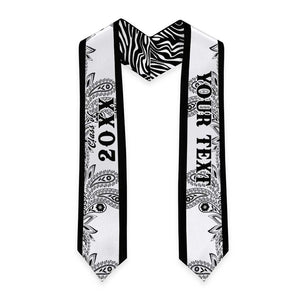 Custom African Zebra Mix Paisley Tribal Pattern Graduation Stole