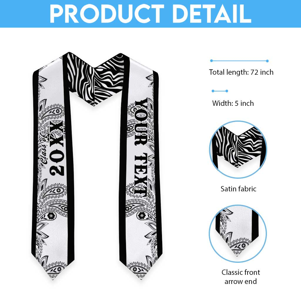 Custom African Zebra Mix Paisley Tribal Pattern Graduation Stole