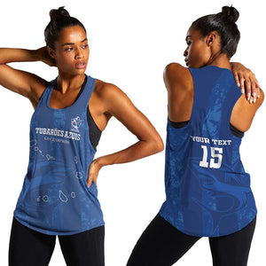 Custom Cape Verde Football Women Racerback Tank Go Champions Tubaroes Azuis - African Pride